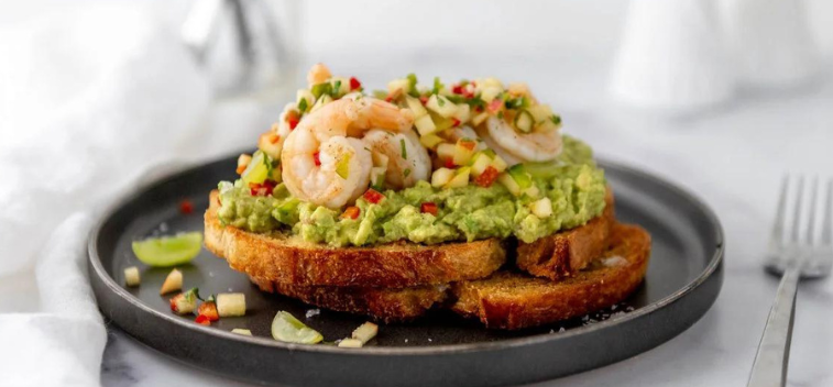 Ceviche Toast, with Extra Virgin Olive Oil.